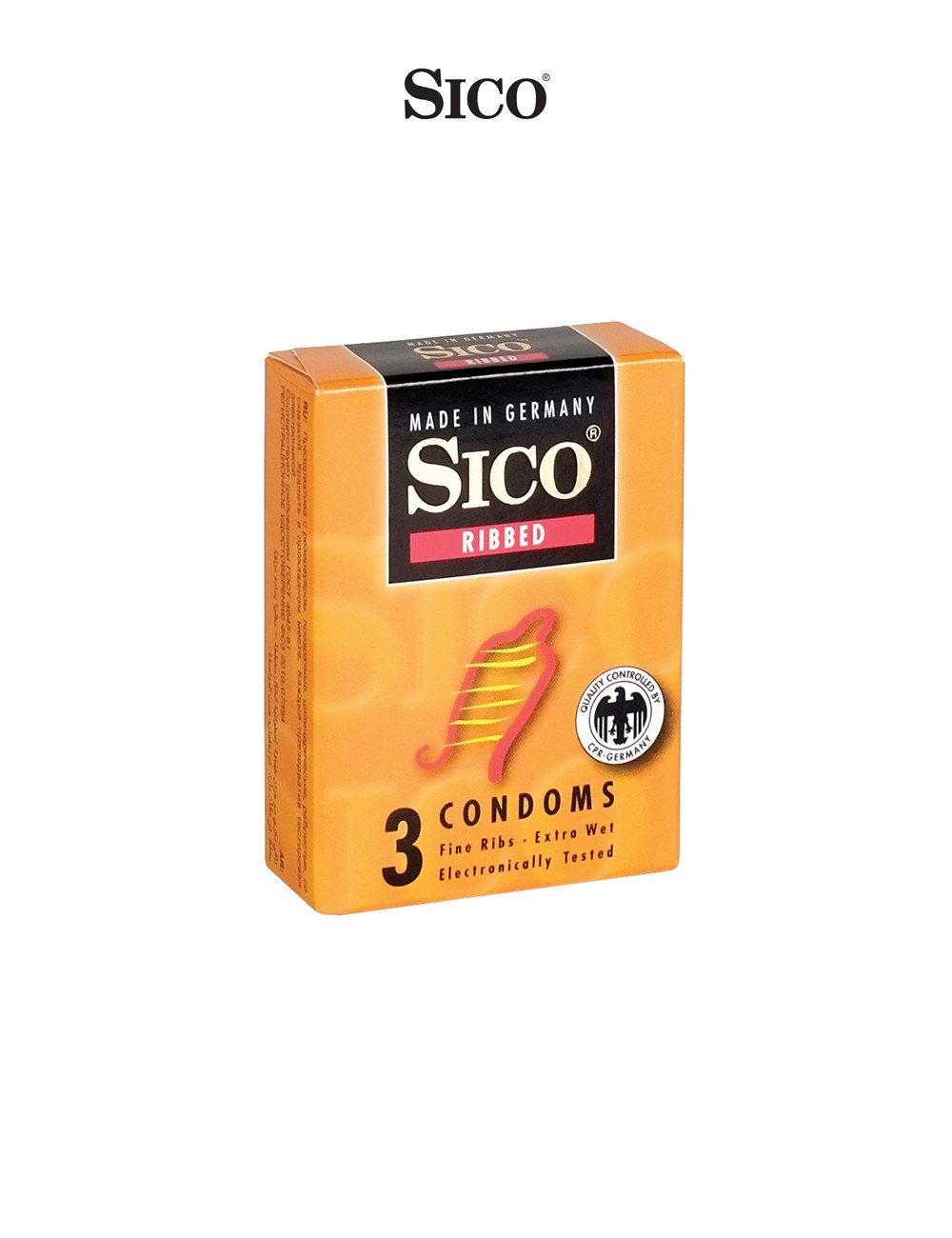 3 préservatifs Sico RIBBED