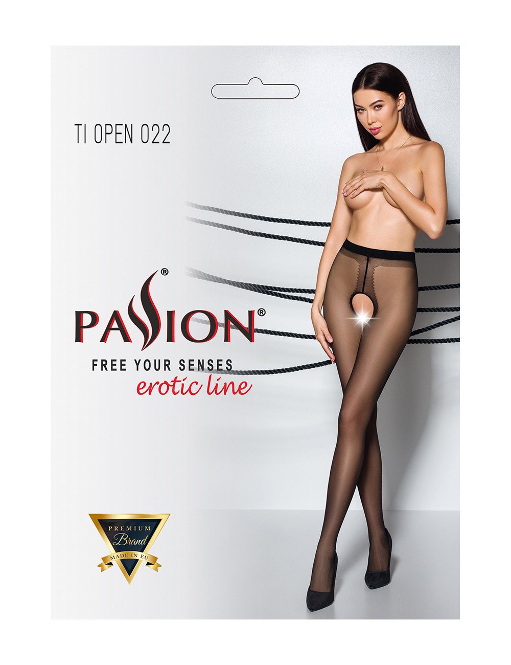 Collants ouverts couture TI022 - noir/rouge