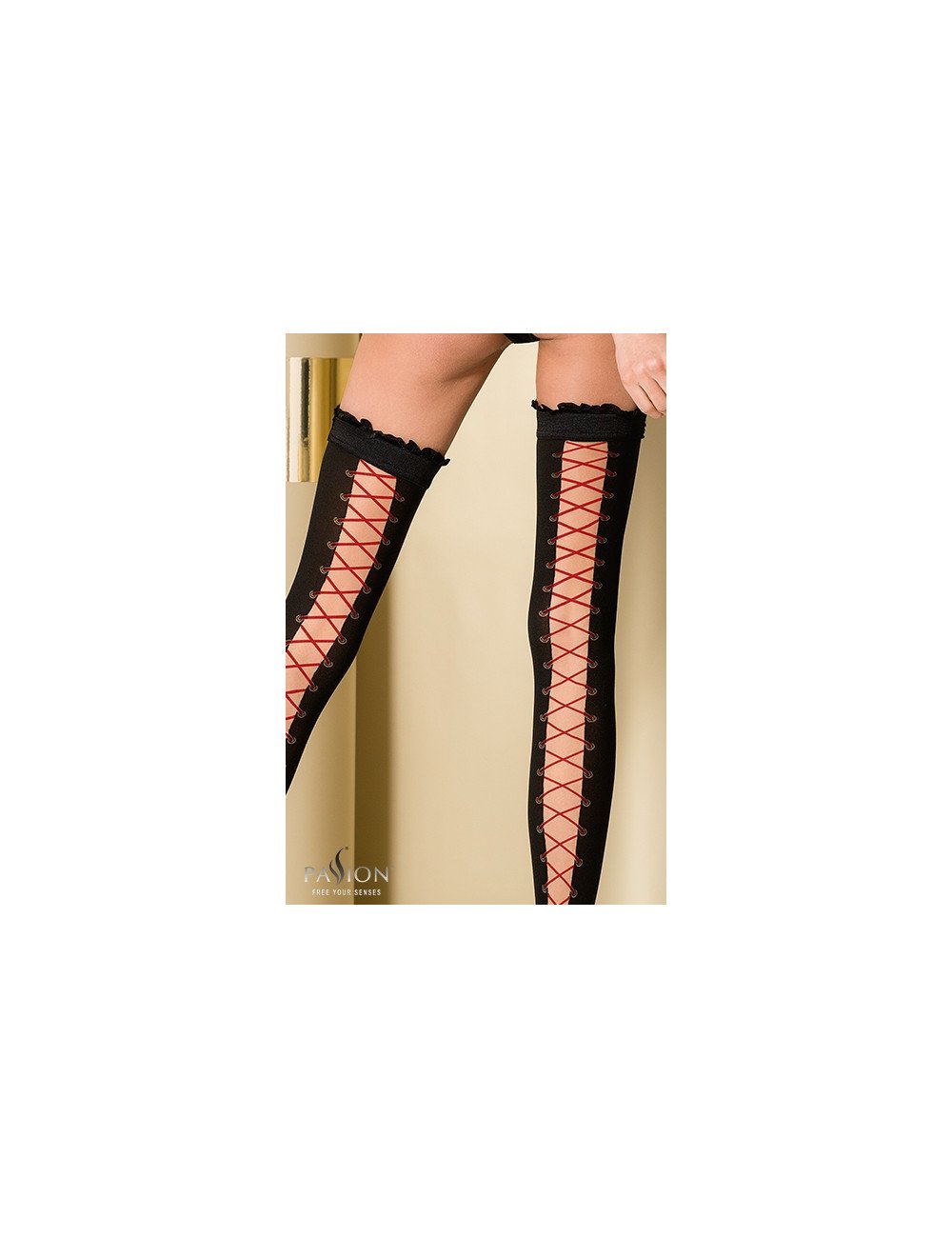 Bas autofixants ST101 Noir et rouge