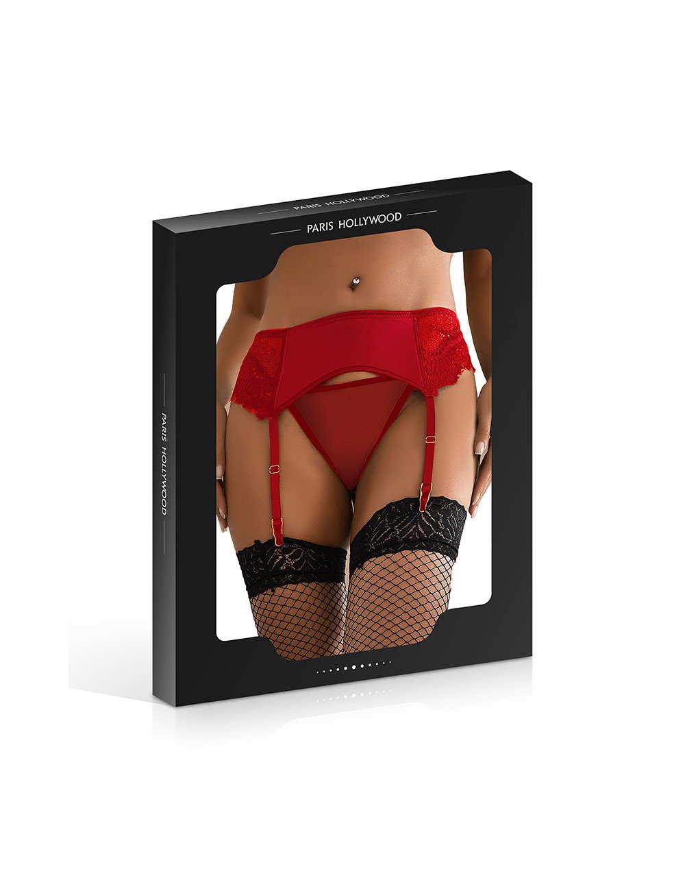 Porte-jarretelles en dentelle avec string rouge