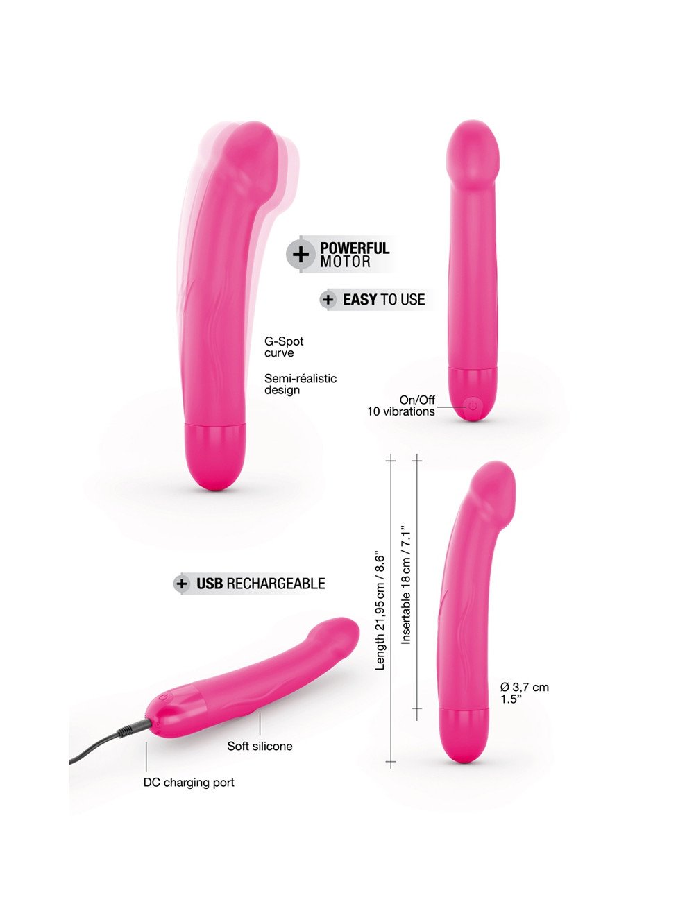 Vibro rechargeable Real Vibration rose M 2.0 - Dorcel