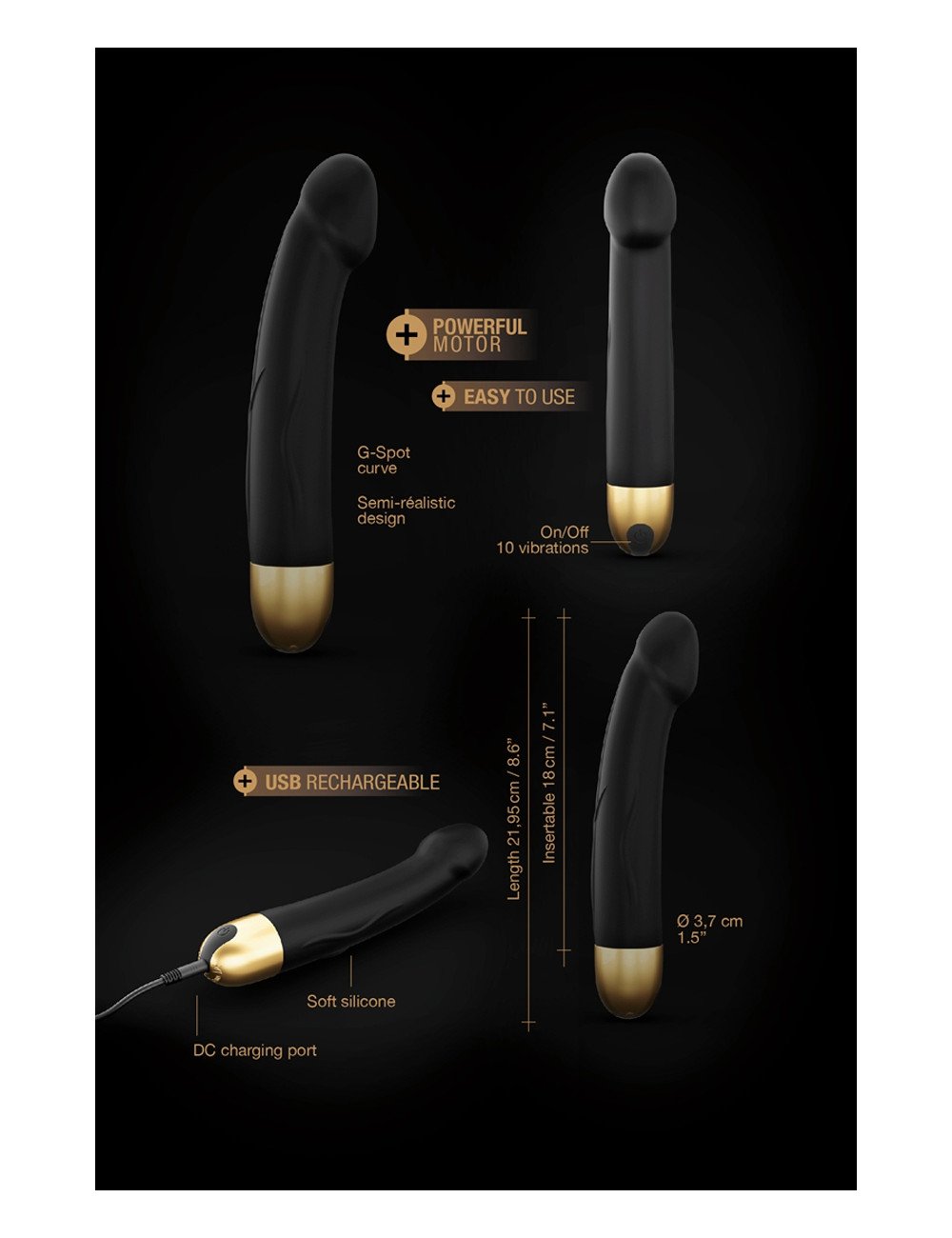 Vibro rechargeable Real Vibration gold M 2.0 - Dorcel
