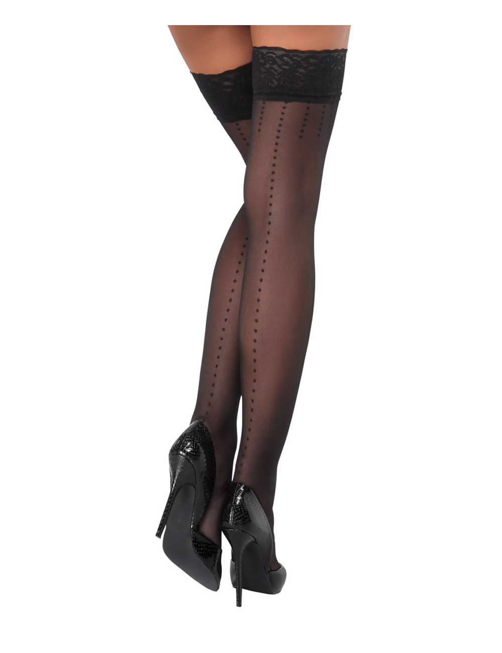 Bas autofixants noir Hold up 2 - Cotelli Legwear Bas autofixants noir Hold up 2 - Cotelli Legwear