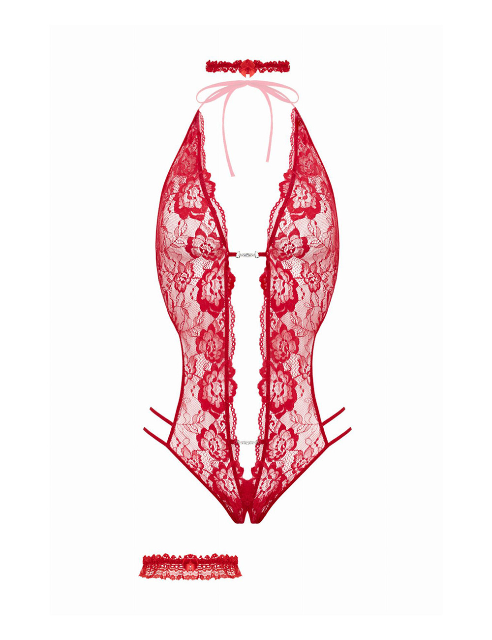 Ensemble body ouvert Renee rouge - Christine