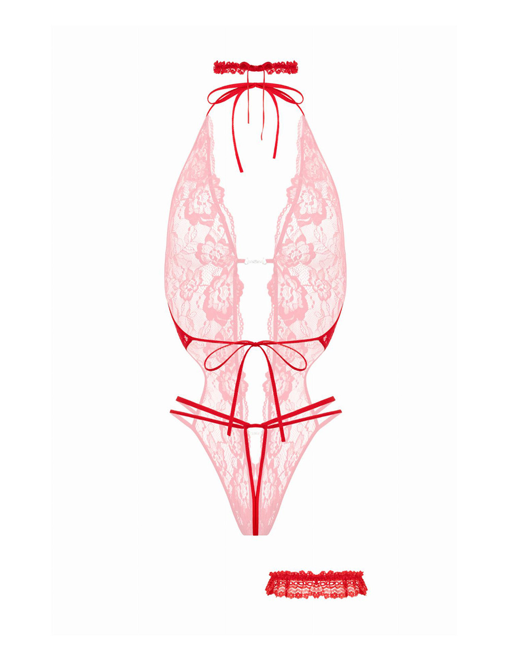 Ensemble body ouvert Renee rouge - Christine
