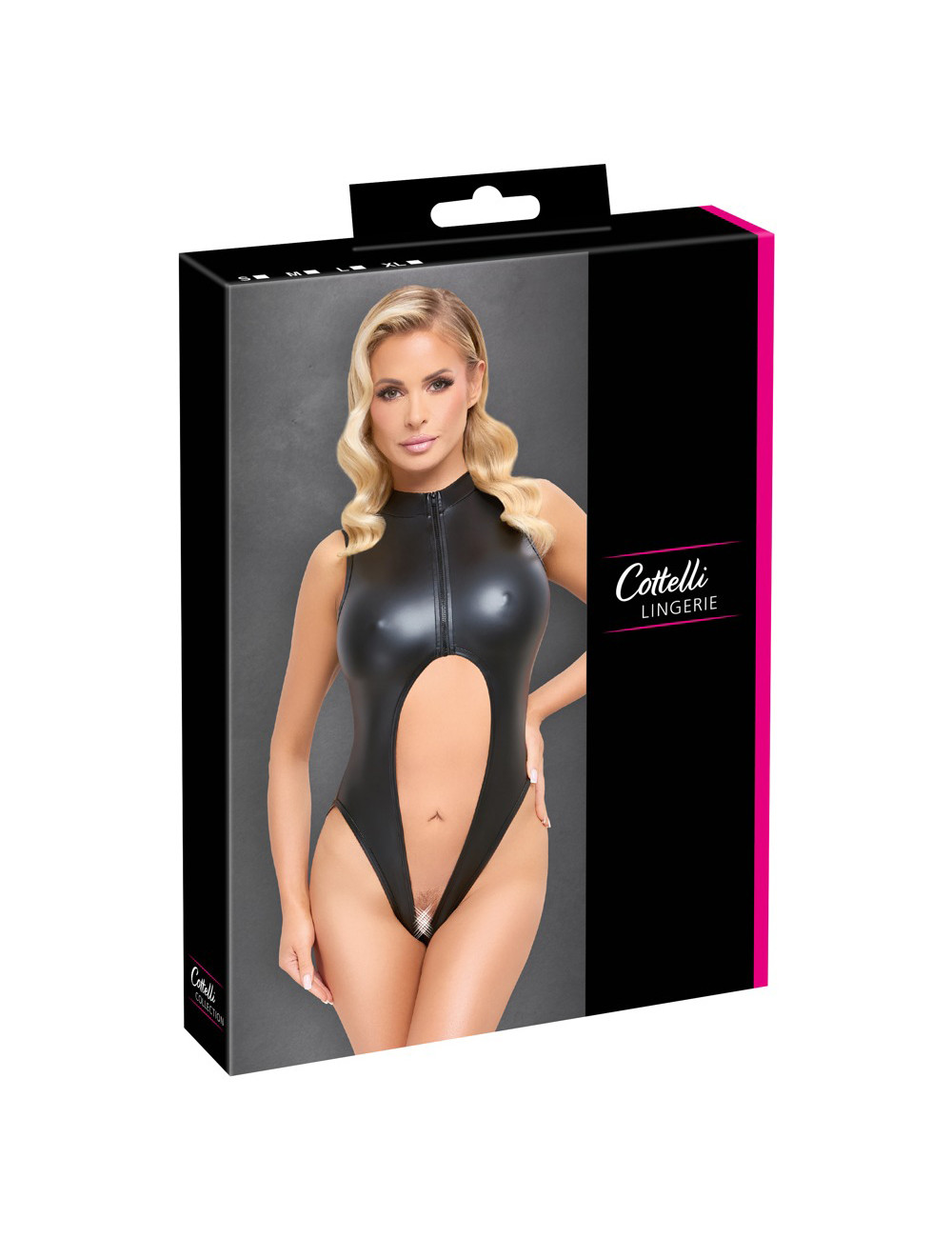 Body noir ouvert à l'entrejambe - Cotelli Lingerie