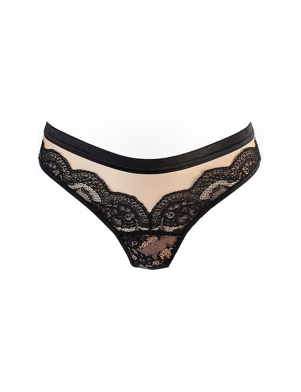 String tulle et dentelle noir V-10718 - Axami