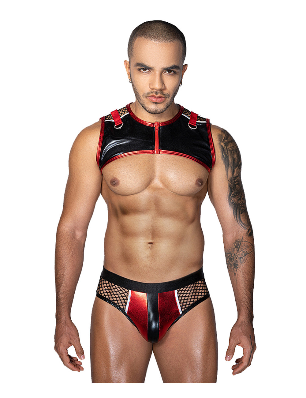 Ensemble sexy deux pièces rouge et noir - J Lingerie