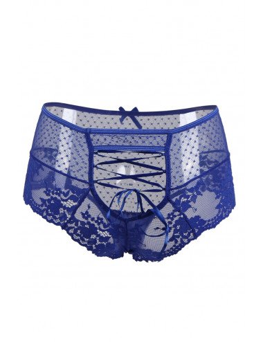 Tanga sexy bleu à laçage