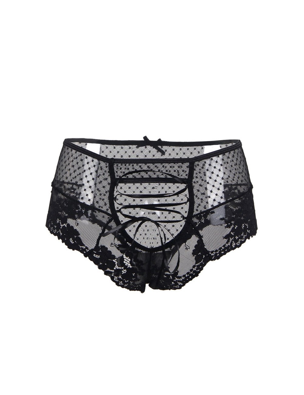 Tanga sexy noir à laçage