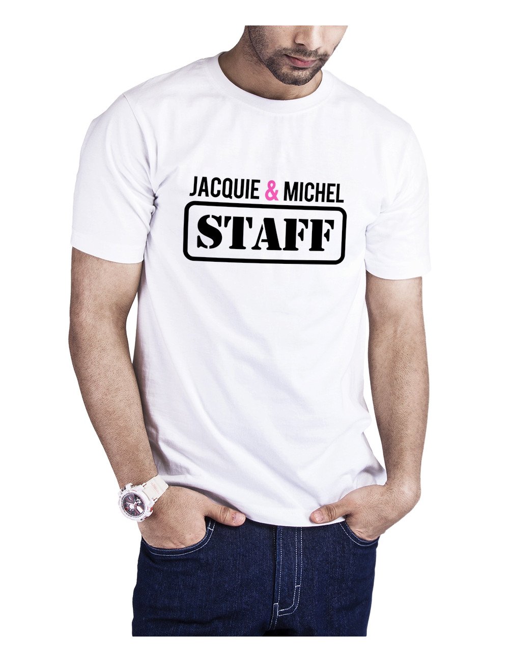 T-shirt Jacquie et Michel Staff - blanc