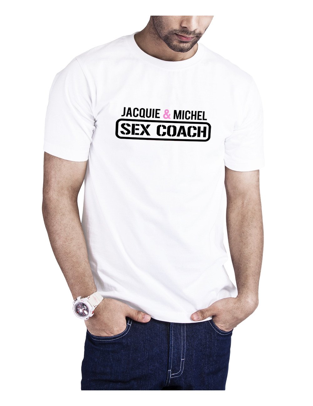 T-shirt Sex Coach blanc - Jacquie et Michel