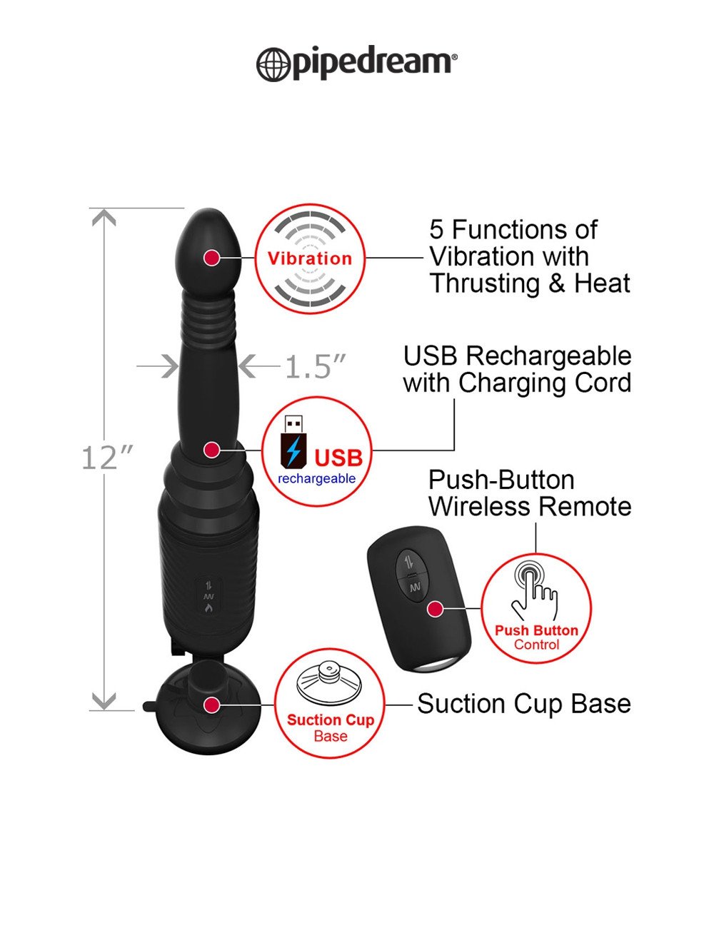 Plug anal va-et-vient télécommandé Vibrating Ass Thruster