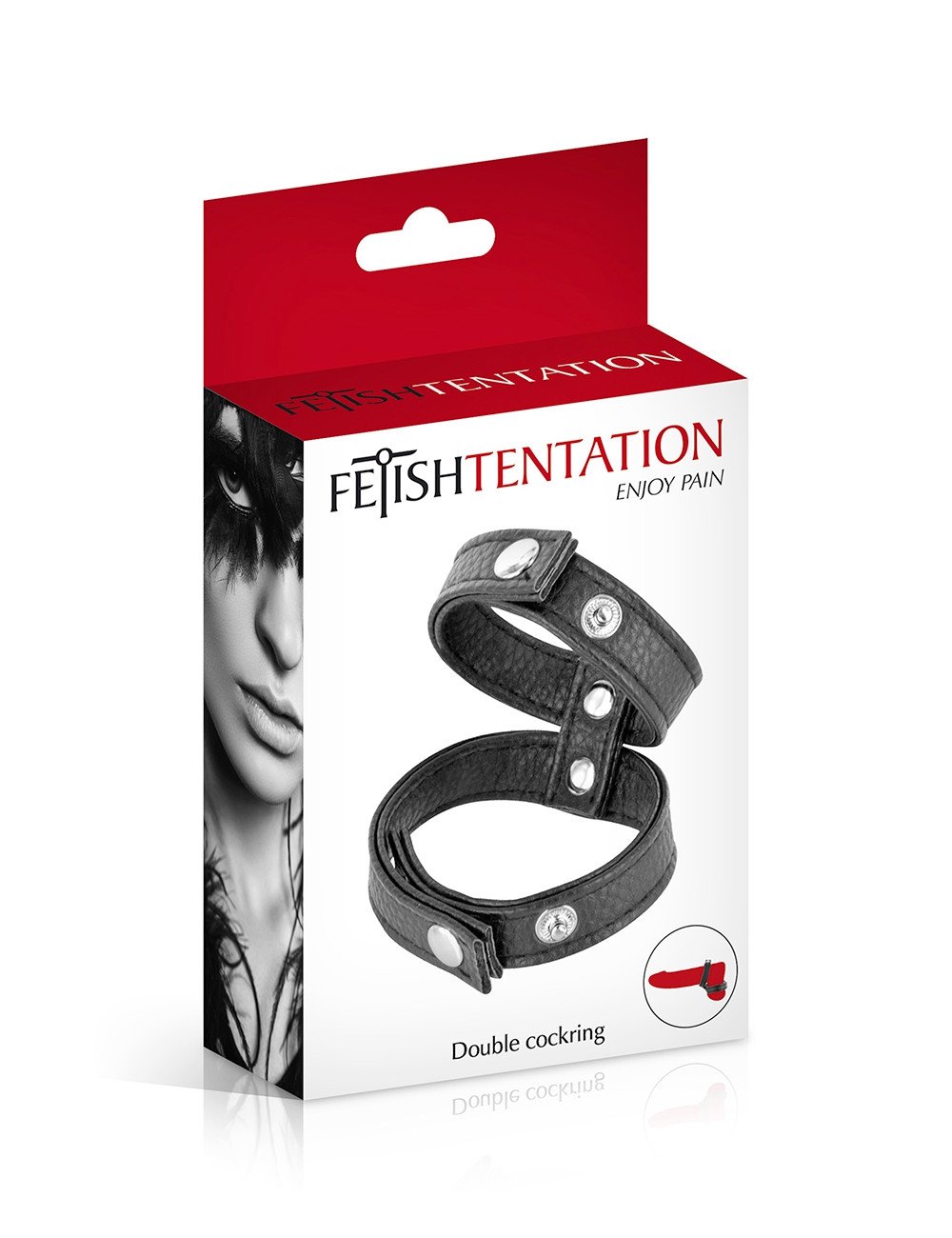 Double cockring simili cuir - Fetish Tentation