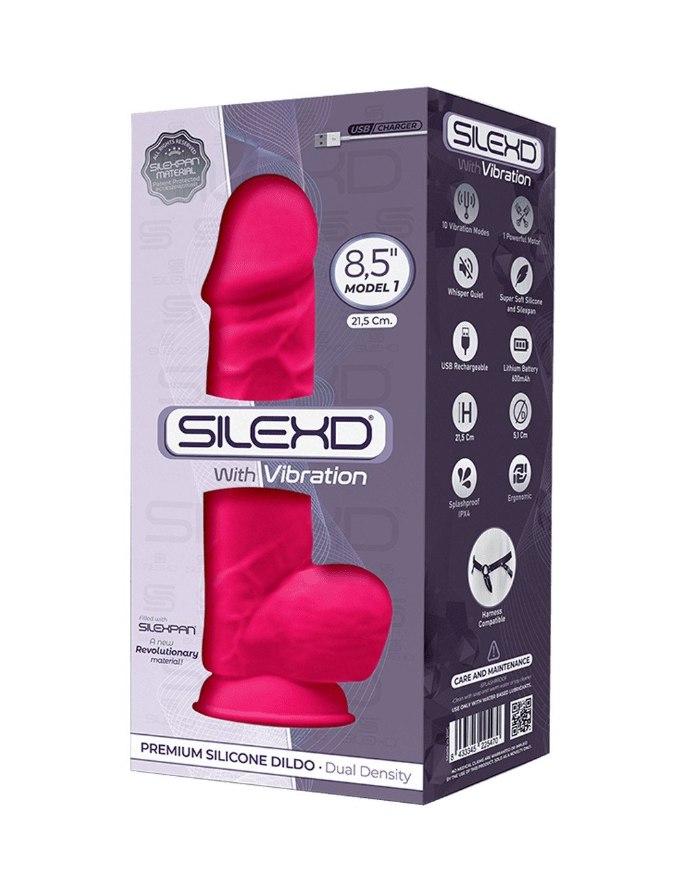 Vibromasseur double densité rose 21,5 cm - SiledD