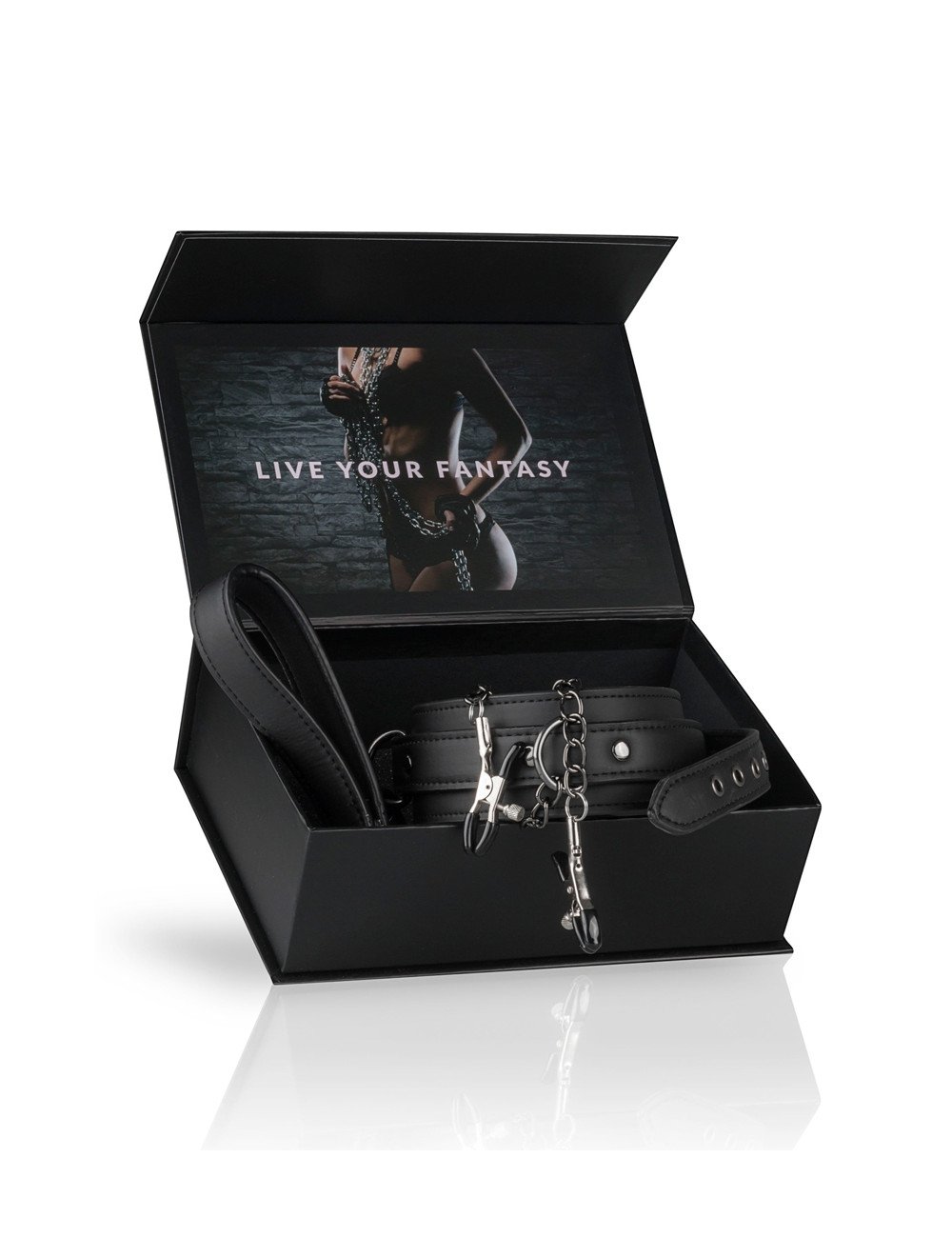 Collier cuir avec chaînes de seins - Easytoys Fetish Collection