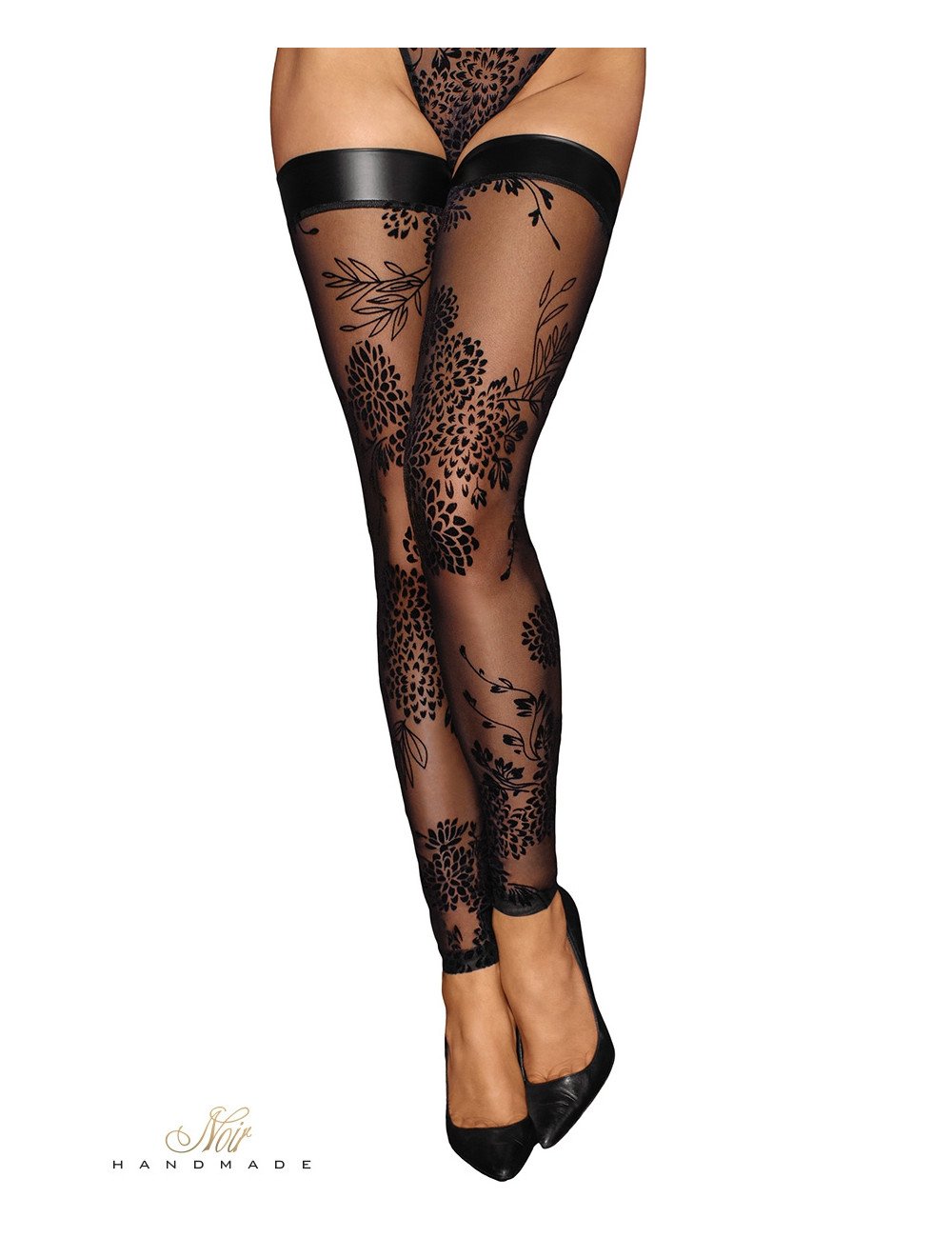 Bas autofixants en tulle floqué F243 Bas autofixants en tulle floqué F243