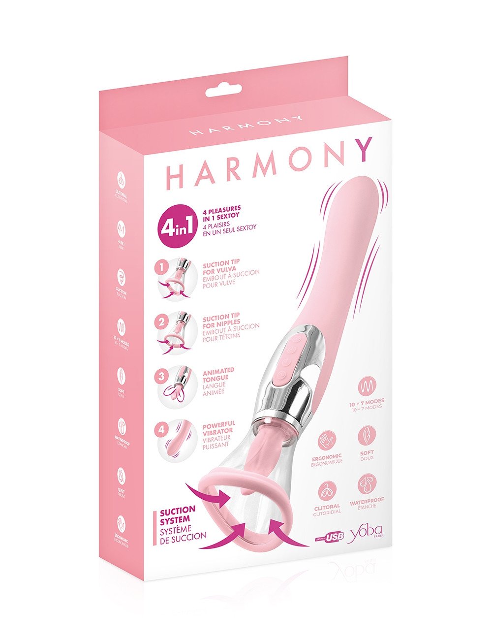 Stimulateur 4 en 1 Harmony rose - Yoba
