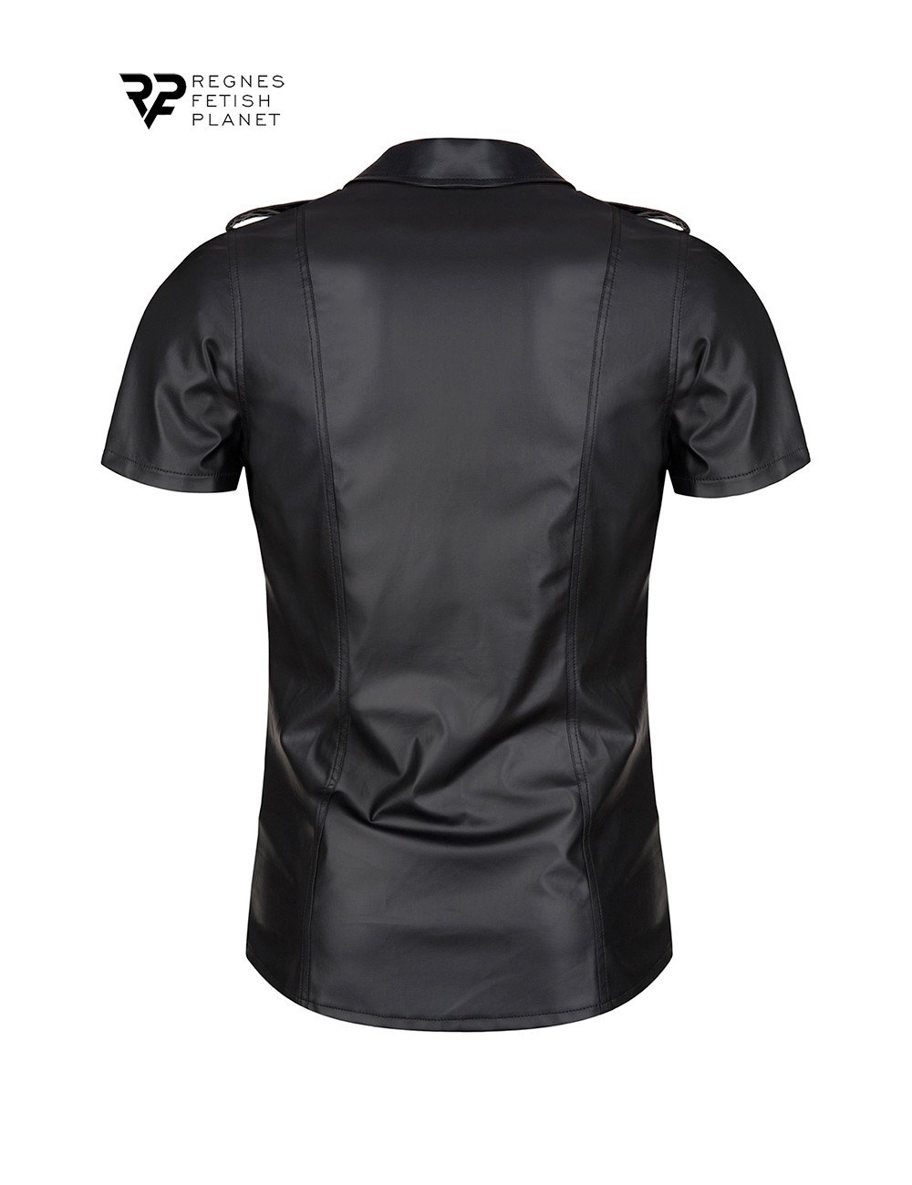 Chemise manches courtes wetlook noire Luca - Regnes Chemise manches courtes wetlook noire Luca - Regnes