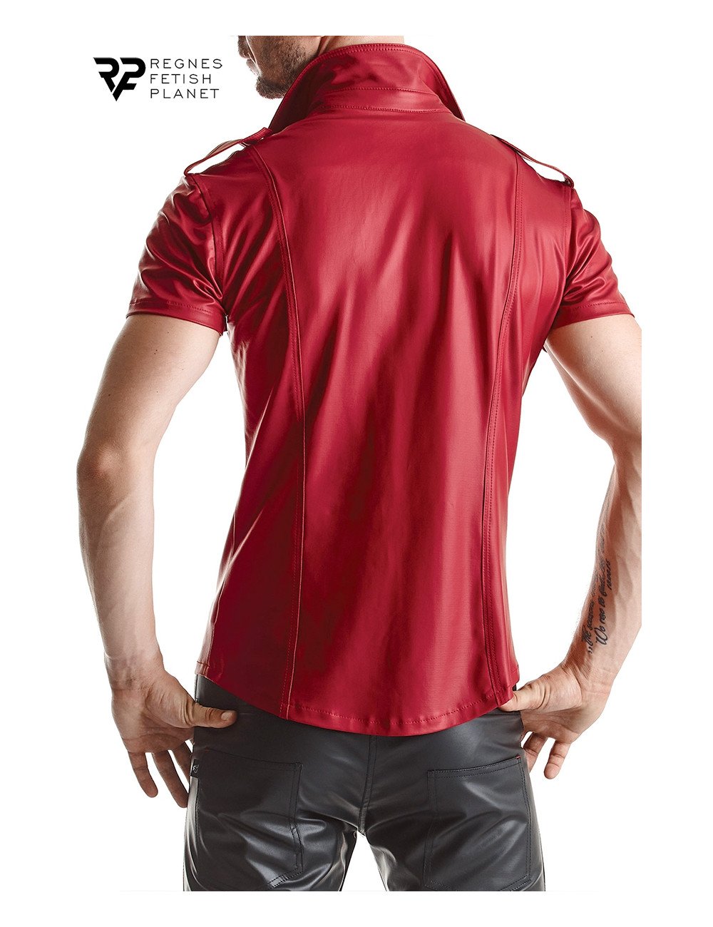 Chemise manches courtes wetlook rouge Carlo - Regnes