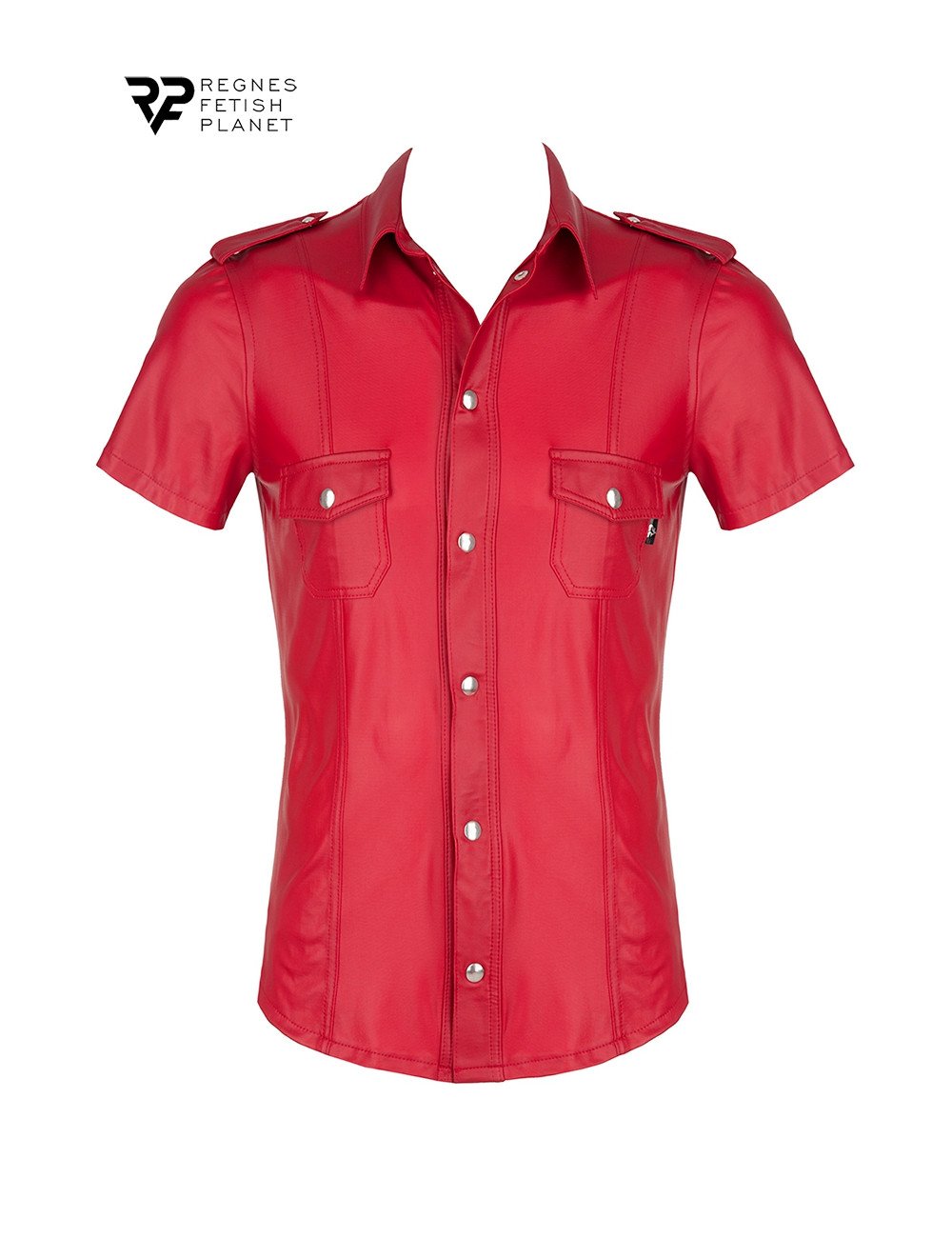 Chemise manches courtes wetlook rouge Carlo - Regnes