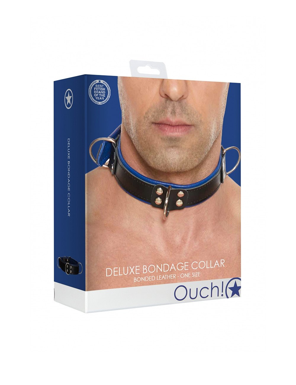 Collier Bondage Deluxe bleu et noir - Ouch!