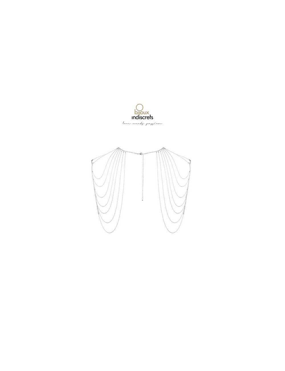 Bijoux d'épaules et de dos en chainettes métalliques argentées