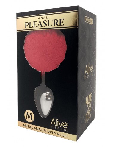 Plug métal Fluffy M rouge - Alive