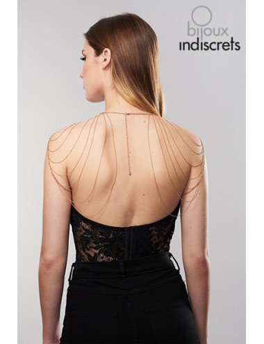 Bijoux épaules et dos en chainettes métalliques dorées