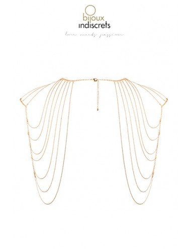Bijoux épaules et dos en chainettes métalliques dorées