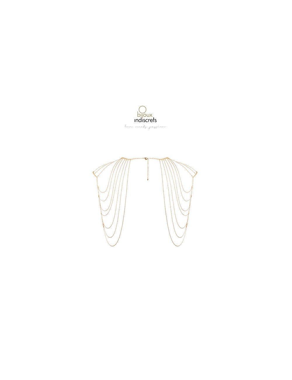 Bijoux épaules et dos en chainettes métalliques dorées