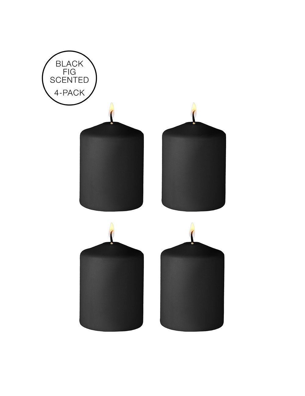 4 bougies SM noires parfum indocile - Ouch!