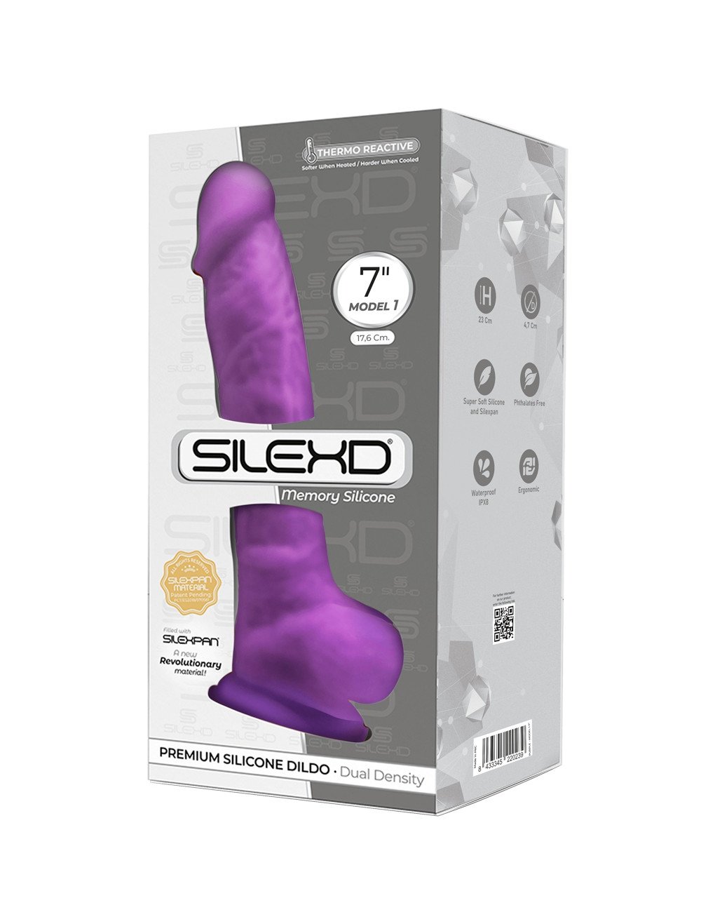 Gode double densité violet 17,5 cm - SilexD