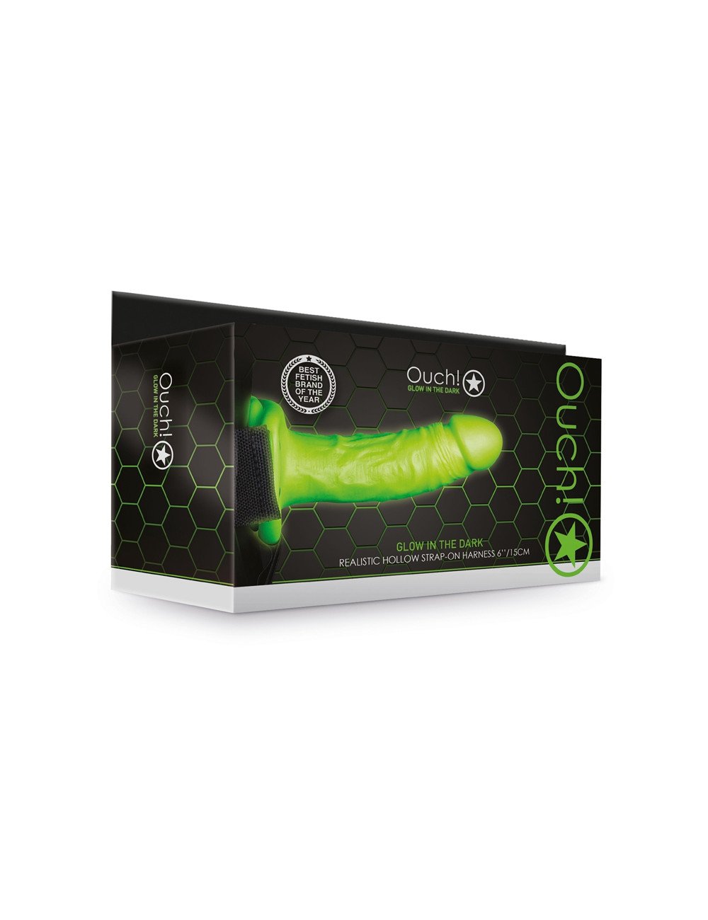 Gode-ceinture creux phosphorescent  18cm - Ouch